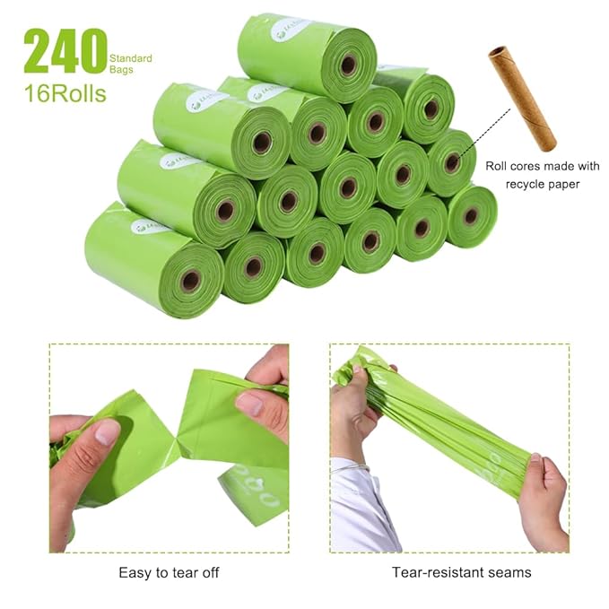 Diaper Bags Disposable for Baby, 16 Refill Rolls/240 Bags OXO-Biodegradable Waste Bags,Dirty Disposable Diaper Bags,Diaper Trash Bags,Green