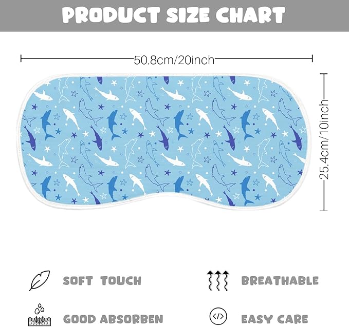 4pcs Baby Burp Cloths for Boys Girls Parent,100% Cotton Ocean Shark Collection Muslin Burping Cloths for Spitting Up,Newborn Infant (Blue Ocean Whale, 4PC)