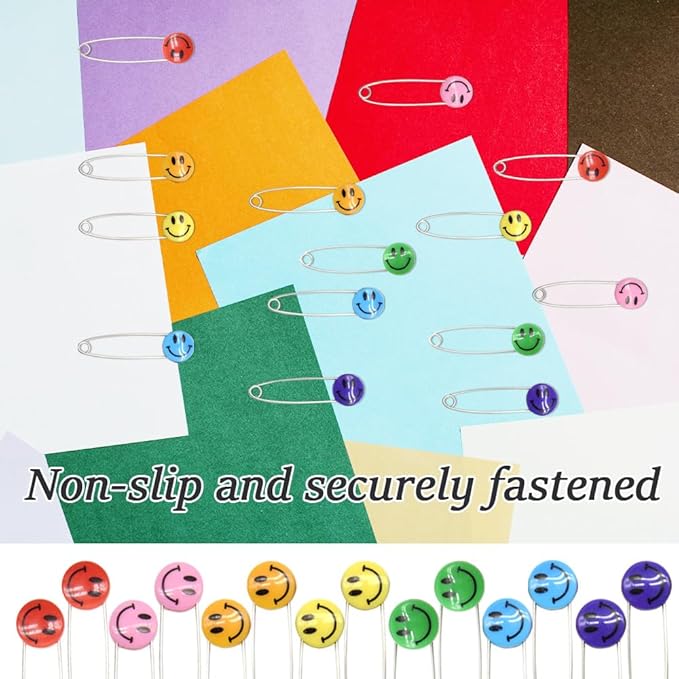 30 Pieces Safety Pins Diaper Pin 2.1 Inch Stainless Steel Nappy Pins Plastic Head Baby Safety Pins Colour Safe Locking Closures for Cloth Diapers (XL/Color)