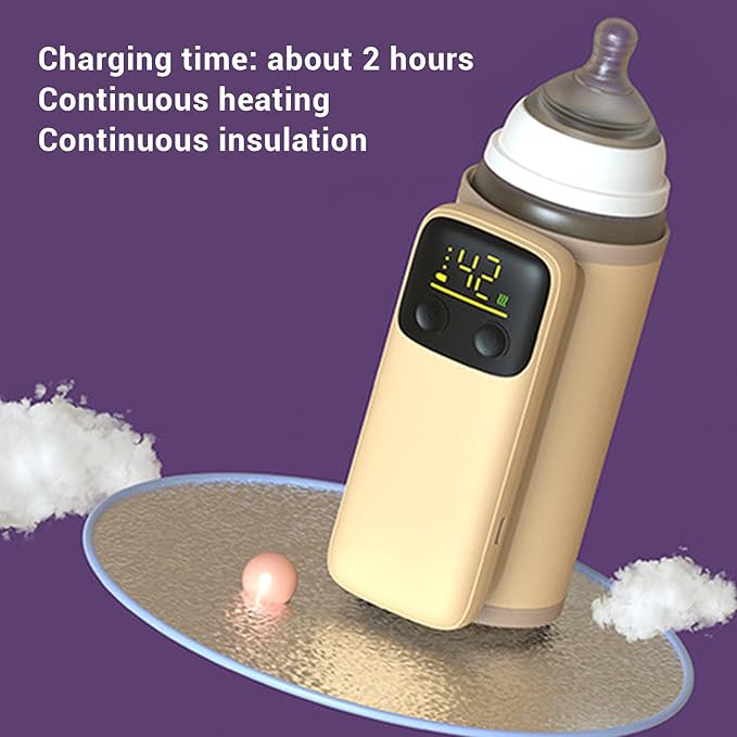 Multi Functional Bottle Warmer Fast Heating 2-5min 48H Keep Warm,Portable Battery Powered 6000mAh Built-in,Accurate Temp Control Safe Materials Nightlight