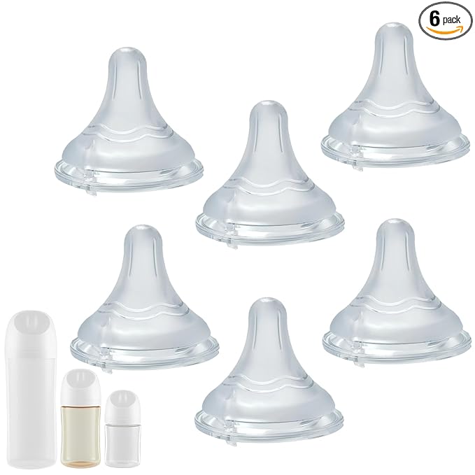 Silicone Nipple Compatible with Pigeon Bottle，Size S，Slow Flow，Fit for 1m+，6Pack
