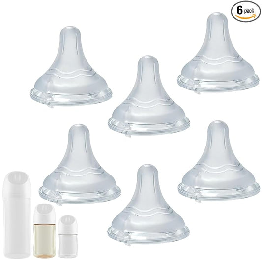 Silicone Nipple Compatible with Pigeon Bottle，Size S，Slow Flow，Fit for 1m+，6Pack