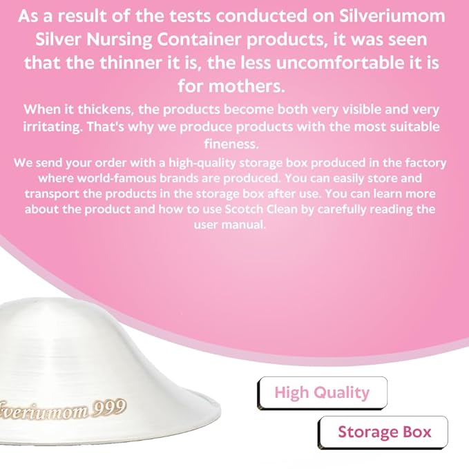 Silveriumom The Original Silver Nursing Cups - Nipple Shields for Nursing Newborn - 100% Pure Silver 999 Silver and Handmade - Nipple Covers Breastfeeding (XL)