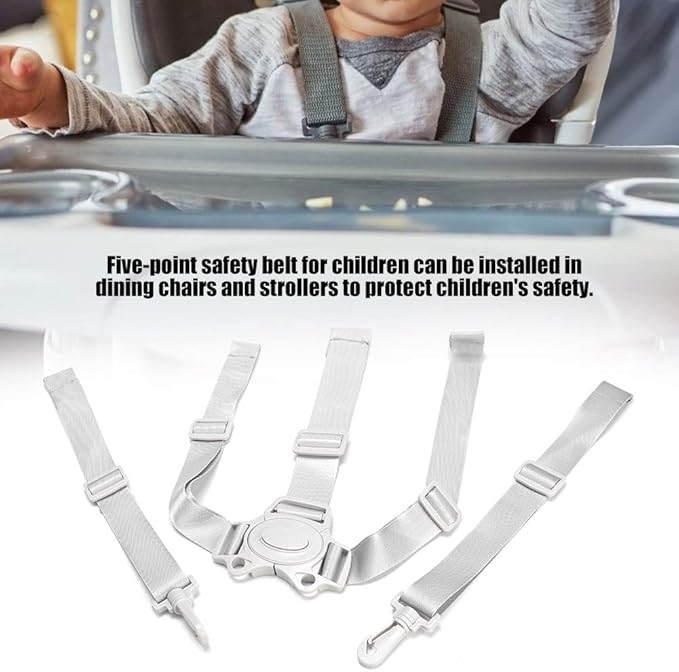 Estink 5 Point Harness Seat Belt, Adjustable Children Safety Belt Full 5 Point Seat Safety Belt Universal Pushchair Stroller Protector Safety Strap Child Safety Harness Leash
