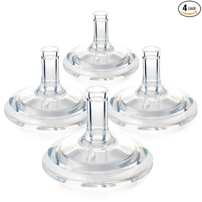Sippy Straw Nipples for Dr. Brown's Wide-Neck Baby Bottles and Sippy Spout Bottles,Variable Flow, Silicone Conversion Nipple,6+ Months,4 Count