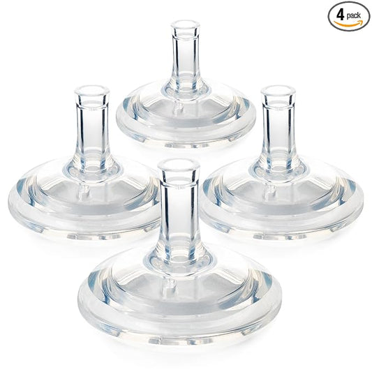 Sippy Straw Nipples for Dr. Brown's Wide-Neck Baby Bottles and Sippy Spout Bottles,Variable Flow, Silicone Conversion Nipple,6+ Months,4 Count