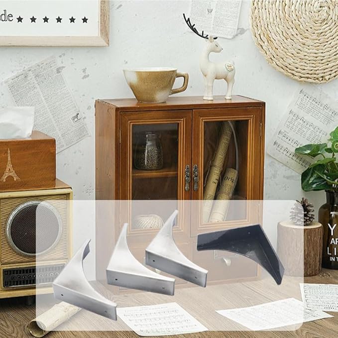 4Pcs Box Corner Protector, glrovazas Decorative Metal Corner Protectors Silver Corner Covers Edge Safety Bumpers for Box Table Desk, Furniture Corner Cover Guard Corner Furniture Hardware