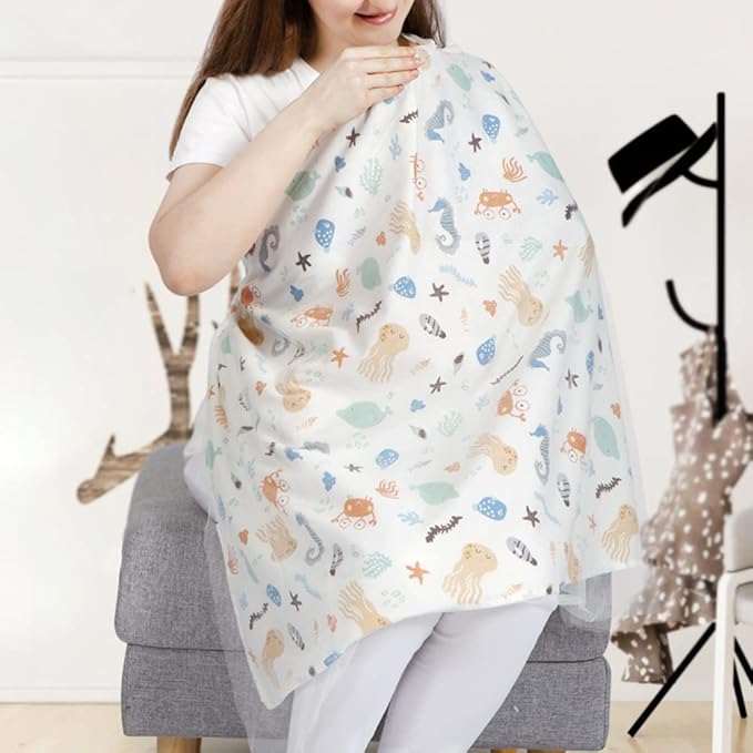 Eforcase 2PCS Nursing Covers for Breastfeeding Cover Breast Feeding Cover Scarf, Soft Breathable Cover Light Car-seat Canopy mom Baby Essentials Nursing Towel