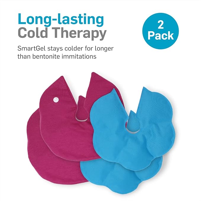 NatraCure Reusable Breast Ice Packs & Breastfeeding Gel Cooling Pads - Nipple Ice Packs for Breastfeeding, Breastfeeding Discomfort, Soreness, Nipple Pain, Mastitis, Engorgement Relief - 2 PK