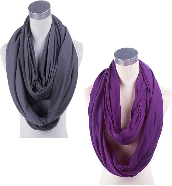 JTSN 2 Pack Nursing Cover - Breastfeeding Cover ups Infinity Scarf, Lightweight Soft Breathable