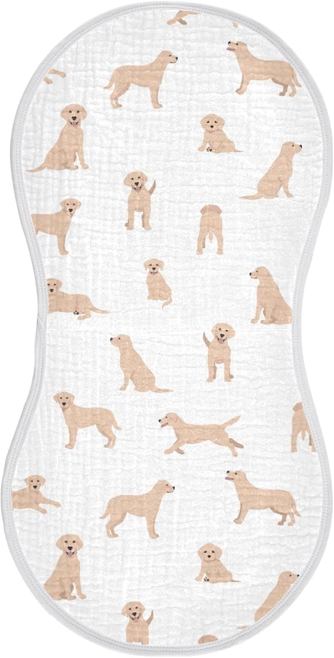 Labrador Retriever Dogs Pattern Muslin Burp Cloths for Baby 1 Pack Soft 100% Cotton Baby Washcloths Bibs for Boy Girl