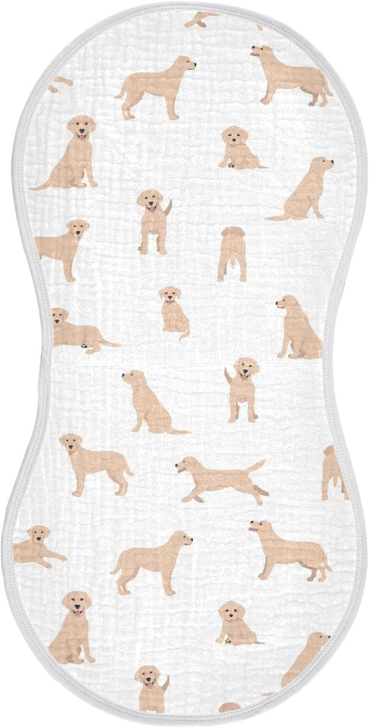 Labrador Retriever Dogs Pattern Muslin Burp Cloths for Baby 1 Pack Soft 100% Cotton Baby Washcloths Bibs for Boy Girl