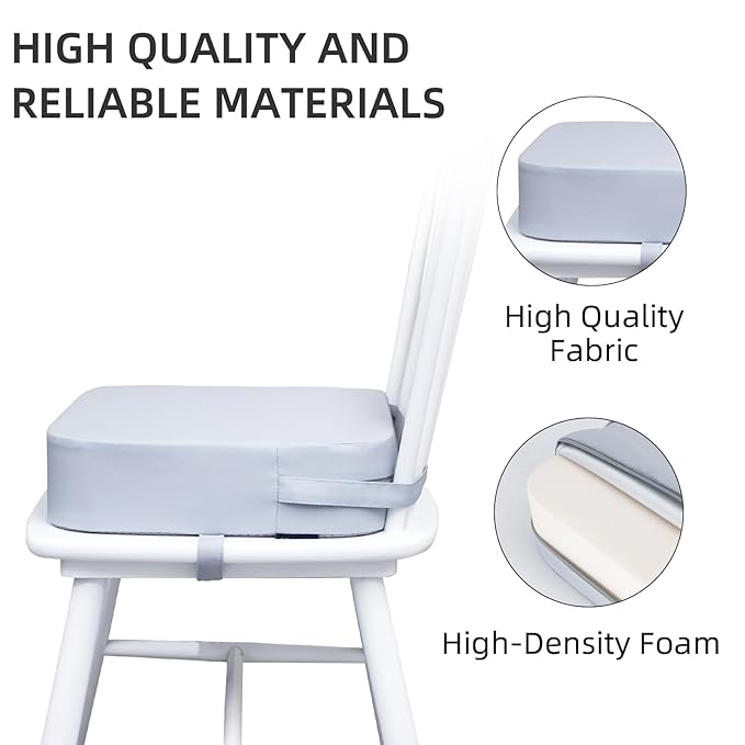 Eiury Toddler Booster Seat for Dining Table, Portable Kids Booster Seat with Safety Buckles Portable Increasing Booster Cushion with Non-Slip Bottom (Light Gray)
