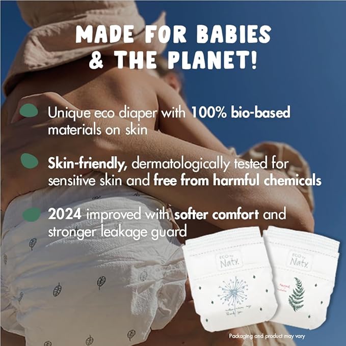 Eco by Naty Baby Diapers - Plant-Based Eco-Friendly Diapers, Great for Baby Sensitive Skin and Helps Prevent Leaking (Size 6, 102 Count)