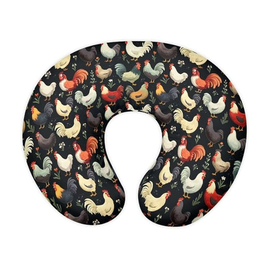 Farm Rooster Nursing Pillow Cover for Girls, Cartoon Chicken Animal Breastfeeding Newborn Soft Comfort Pillowcase Oil Painting Hen Nursing Pillow Original Support Cover