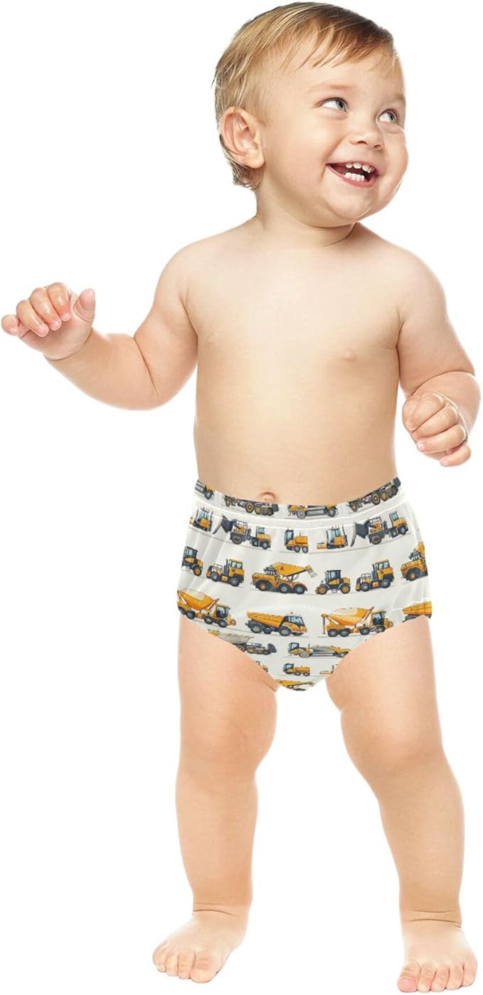 Little Boys Underwear Potty Training Pants Reusable Boxers Underwear for Toddler 3T Construction Vehicles