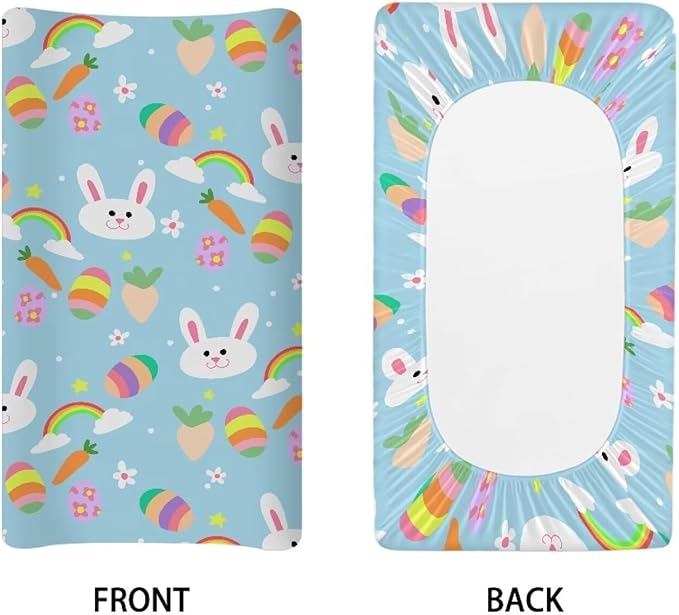 Rabbit Easter Changing Pad Cover Waterproof Easter Decor Stretchy Lightweight Universal Tray Table Mat Soft Diaper Changing Mat Cover for Baby
