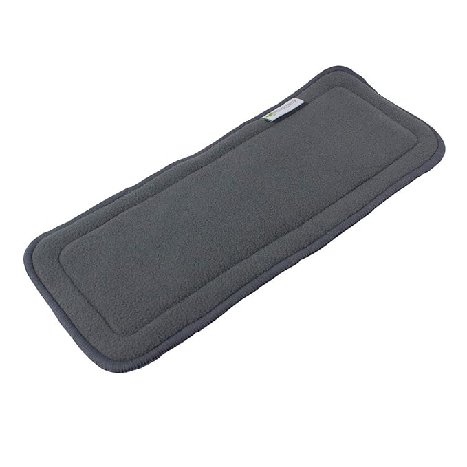 OsoCozy Charcoal Fleece Cloth Diaper Inserts, 5 Layers, 12 Pack, Washable, Soft, Highly Absorbant - Size 2 (5x13.5 inches) - Fits Newborn to 35 lbs