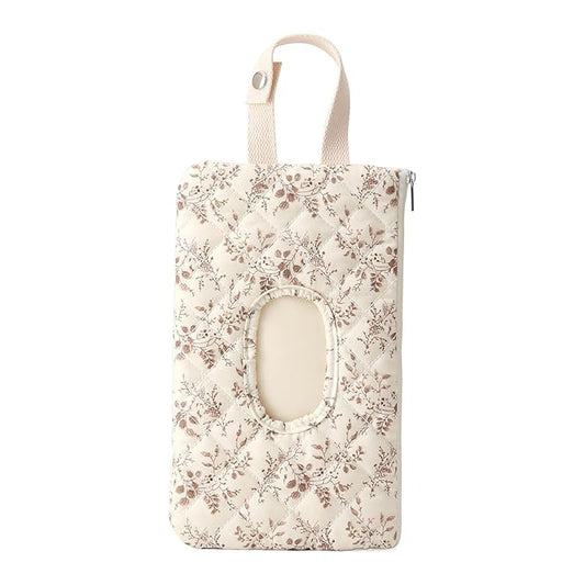 HIBEAR Quilted Diaper Wipe Pouch Portable Mommy Bag Refillable Floral Baby Wipe Holder for Travel Stroller Daily Casual (wihi)