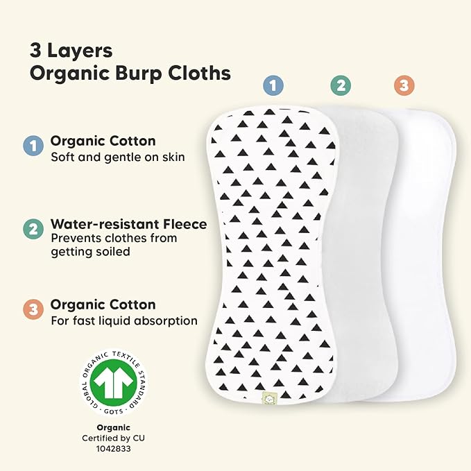 KeaBabies Portable Diaper Changing Pad and 5-Pack Burp Cloths for Baby Boys and Girls - Waterproof Foldable Baby Changing Mat - Ultra Absorbent Burping Cloth, Burp Clothes, Newborn Towel