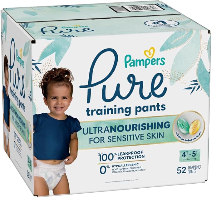 Pampers Pure Protection Training Underwear, Unisex, Size 4T5T, 52 Count, Premium, Hypoallergenic, Soft, Absorbent