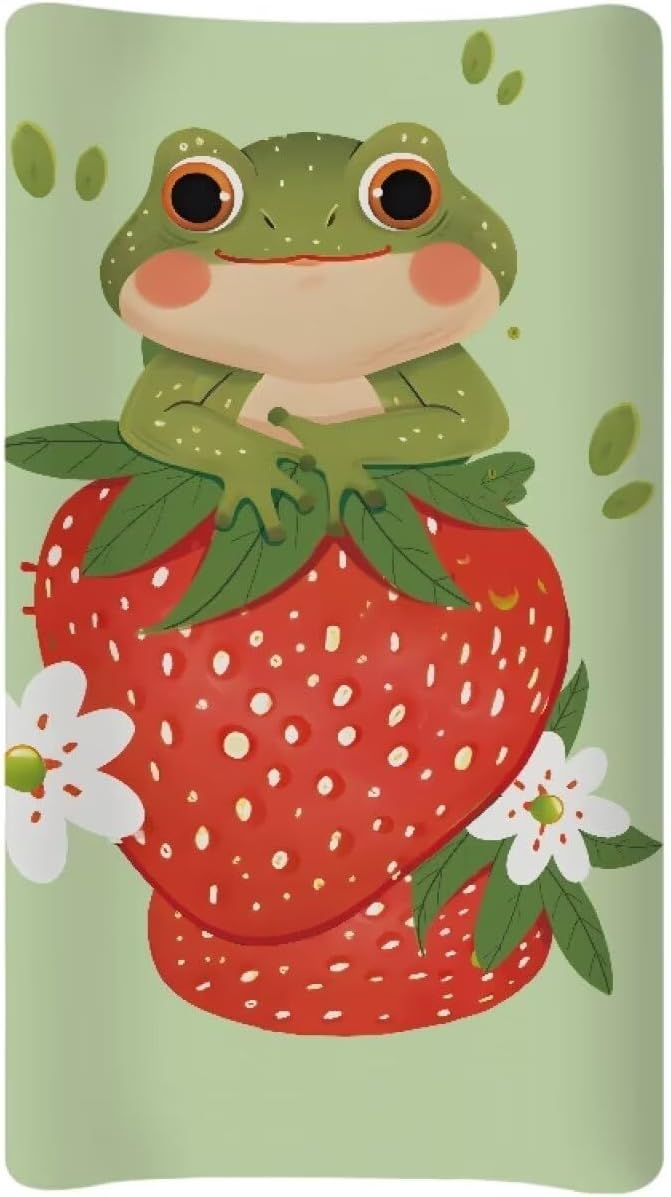 Frog Strawberry Change Pad Covers Stretchy Baby Diaper Change Table Covers Reusable Baby Change Sheet Easy to Clean