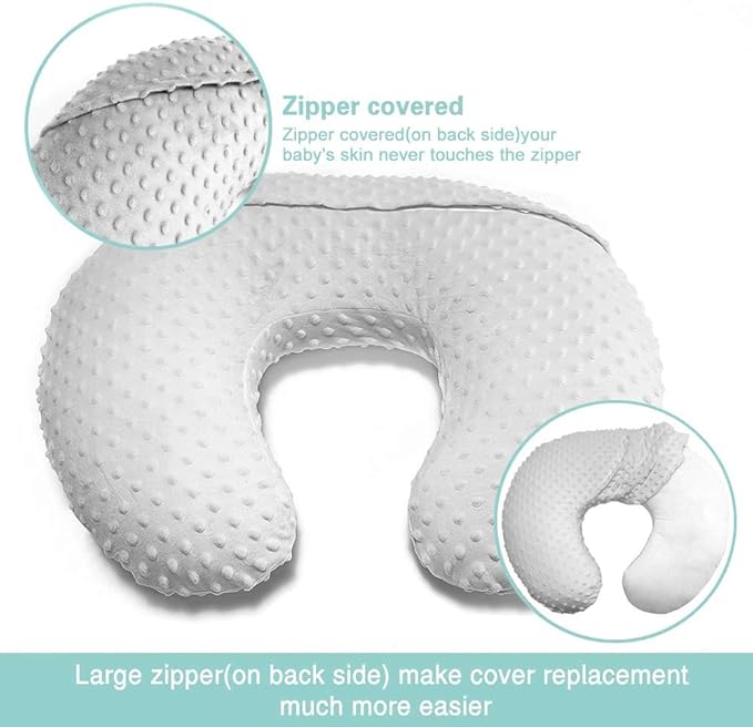 Minky Nursing Pillow Cover Breast Feeding Pillow Cover Slipcover U Shape for Baby Boy Girl,Cover Only(Black)