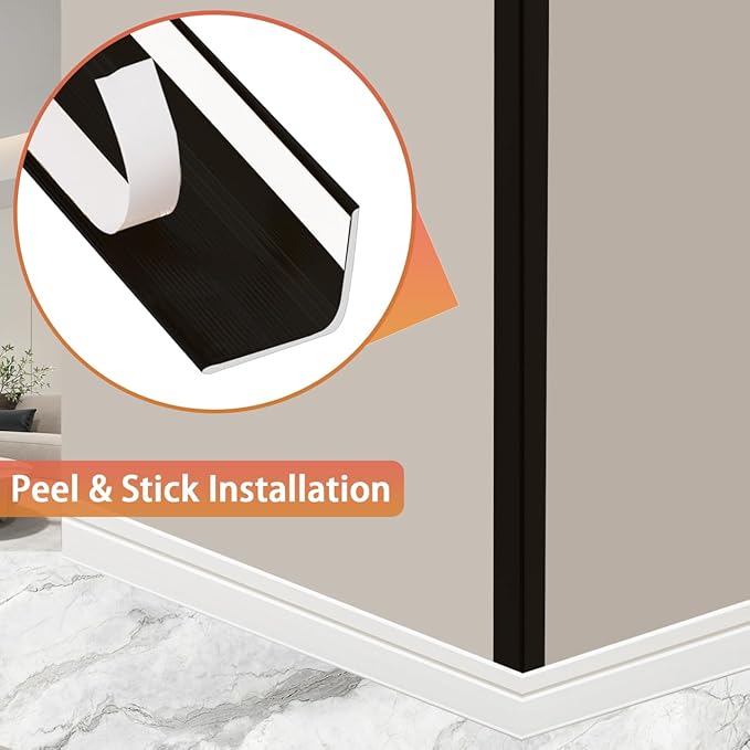 QDYMXUN Aluminum Self Adhesive Wall Corner Guards, Peel and Stick L-Shaped Metal Protector Strips for Door Frame, Furniture Edge and Home Protection (Matte Black, 4pcs x 51.2''L x 0.8''W)