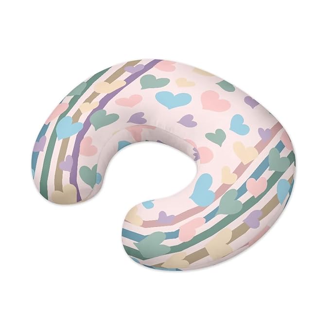 Pink Heart Nursing Pillow Cover, Ultra Soft Breastfeeding Pillows for Baby Boys Girls, Removable and Washable Baby Support Cover Fit for Most Standard Nursing Pillow