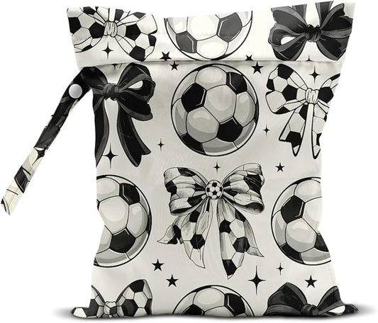Soccer Wet Dry Wet Bag for Swimsuit Towel Baby Travel Cloth Diapers Beach Gym Toiletries Makeup Storage Bag Summer Vacation Essential Holiday Coquette Soccer Coach Team Gifts Game Day Party