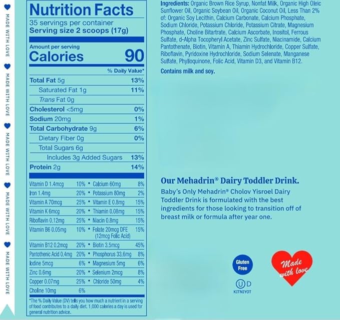 Baby’s Only Toddler Nutritional Drink, Toddler Formula for Kids 1-3 Years, Made with 27 Vitamins & Minerals for Growth & Immune Support, 21 oz – 4 Pack