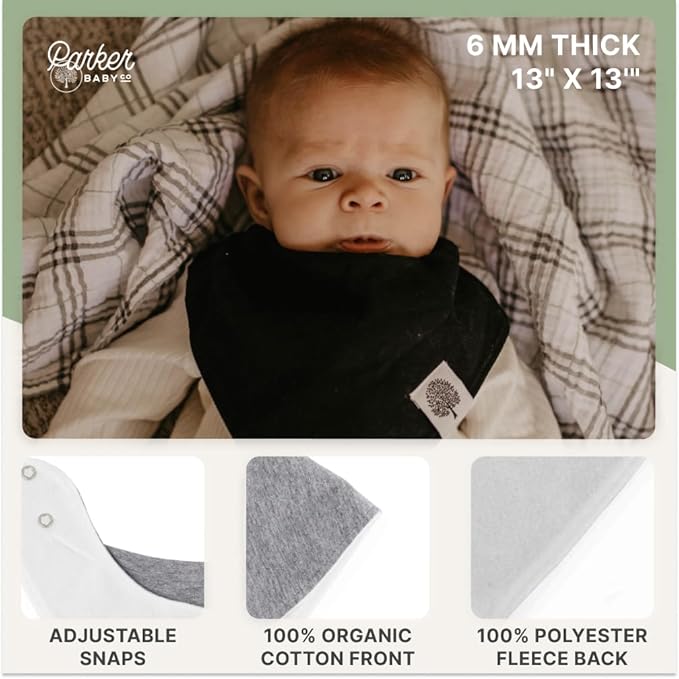 Parker Baby Bandana Drool Bibs for Boys, Girls & Unisex - Soft & Stylish Teething Bibs for Babies