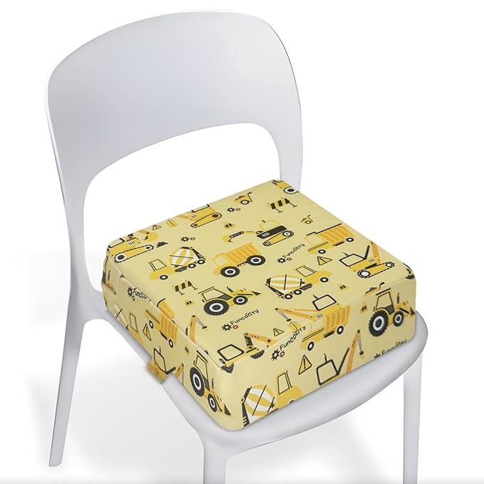 Toddler Booster Seat for Dining Table, Portable Booster Seat for Kitchen Chair, 4 Inch High-Density Foam Cushion with Adjustable Safety Straps and Non-Slip Bottom, Perfect for Kids Travel and Daily