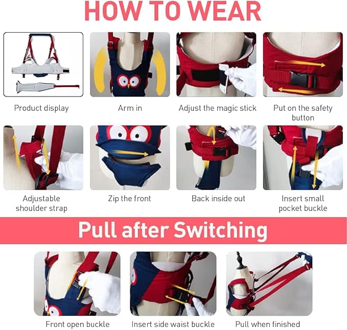 Baby Walking Helper - Adjustable Assistant for Infant Learning With Detachable Harness - for 6-36 Months (A)