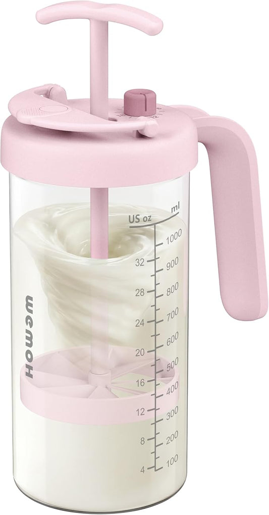 Borosilicate Glass Formula Mixing Pitcher – 32oz True Mixing Capacity, Time Dial for Freshness Tracking, Dishwasher-Safe, BPA-Free Lid, Perfect for Breastmilk Pitcher Method & Multi-Baby Feeding, Pink