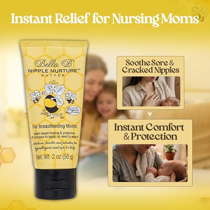 Bella B Nurturing oz - Organic Nipple Cream For Breastfeeding - Natural Nipple Cream For Breastfeeding Organic, Nipple Butter, Fragrance Free, 2 Ounce