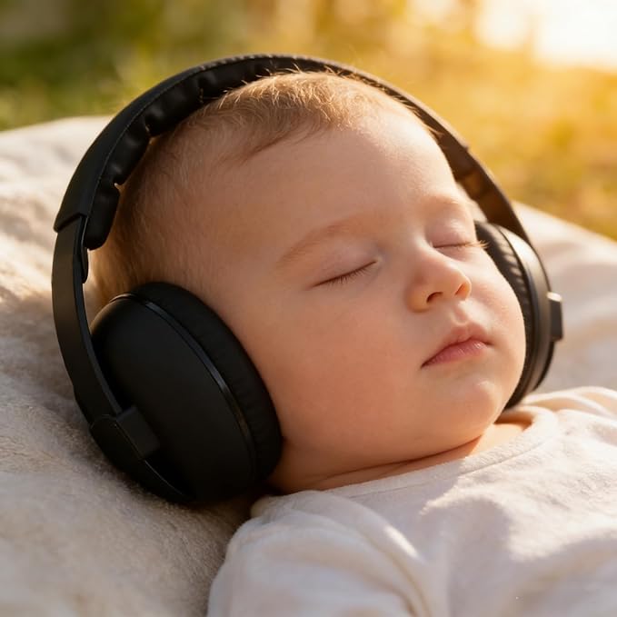 Funbliss Baby Ear Protection Noise Cancelling Headphones for Babies and Toddlers Baby Earmuffs - Ages 3-36 Months Black