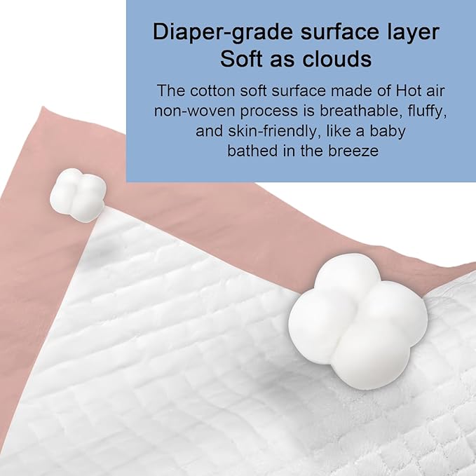 Disposable Changing Pad (100 Pack), Baby Incontinence Changing Pads Diaper UnderPads, Super Soft, Ultra Absorbent & Waterproof, Covers Any Surface for Baby Diaper Changes,18 x 13inch (Pink)
