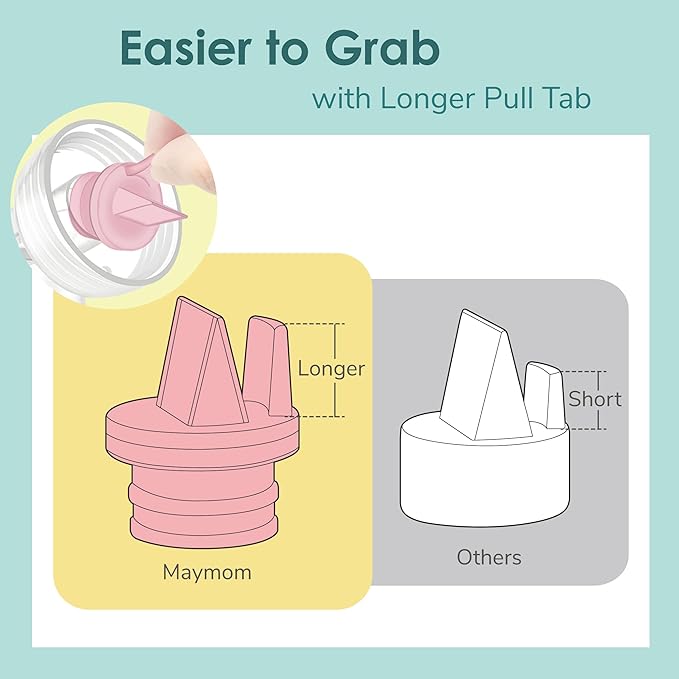 Maymom Duckbill Valve with Pull Tab Compatible with Medela/Spectra/Avent SCF332/334/394/391/430/330/Motif Luna; Replacement Valve for Spectra Duckbill Valve Spectra S1, S2, Synergy Gold; 6 pc Pink
