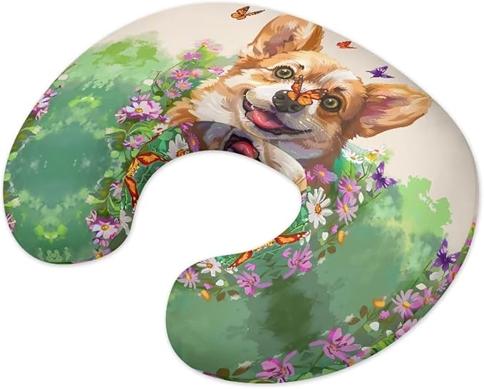 Cute Corgi Nursing Pillow Cover for Newborn Feeding Pillow Cover U-Shaped Breastfeeding Pillow Case Hidden Zipper Design Soft and Skin-Friendly Xmas Decor