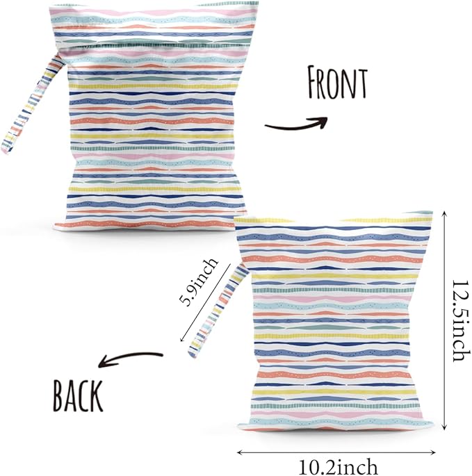 Waterproof Cloth Diaper Wet Dry Bag Reusable Travel Beach Pool Daycare Soiled Toddler Items Yoga Gym Bag for Swimsuits Wet Clothes Bags - Rainbow Pattern