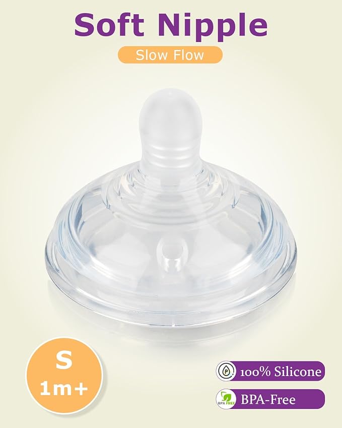 6 Count Silicone Nipples for Tomme Natural Start Anti-Colic Bottles &Advanced Anti-Colic Bottles,Closer to Nature Bottle,Slow Flow,Size 1 Nipple,1m+