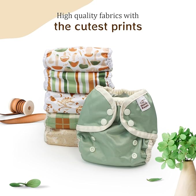 Mama Koala Reusable Adjustable Cloth Diaper Covers with Double Gusset for Girls and Boys, Snap Closure, Size M (Vibrant Mush-M)