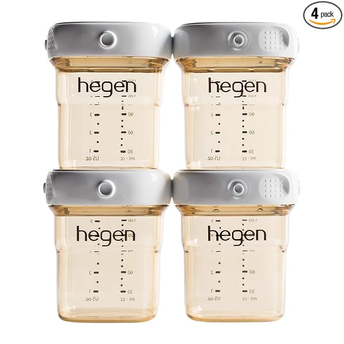 Hegen Easy to Clean Reuseable Breast Milk Storage, 5oz (4-Pack)