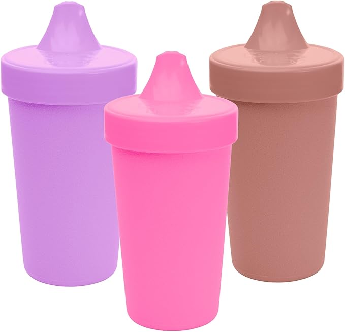 Re-Play Spill-Proof Sippy Cups for Toddlers - Kids Reusable 10 Oz Set of 3, Dishwasher & Microwave Safe, Made in USA, Berry