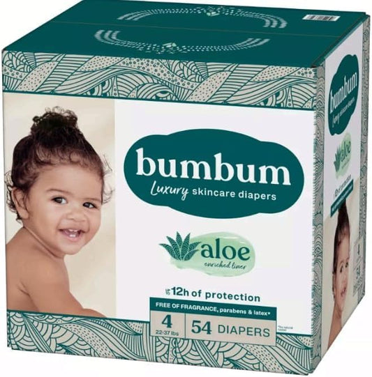 Bum-Bum Luxury Fragrance-Free Disposable Diapers Count-54 (Size-4)