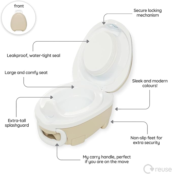 My Carry Potty - Natural Beige Travel Potty, Award-Winning Portable Toddler Toilet Seat for Kids to Take Everywhere