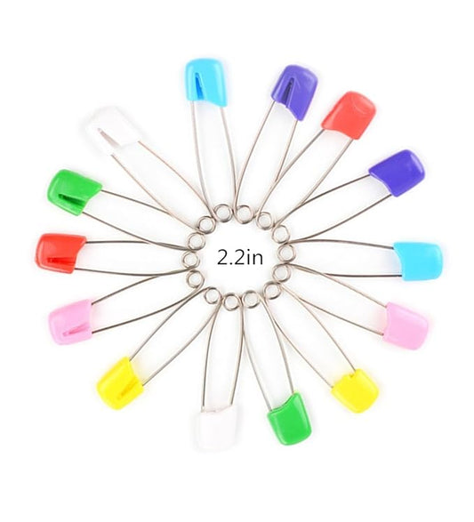 20 PCS Assorted Colors Baby Child Infant Kids Cloth Diaper Nappy Pins Stainless Steel Safety Pins with Colorful Plastic Head Safety Locking, Safety Hold Clip Locking Cloth (2.2in)
