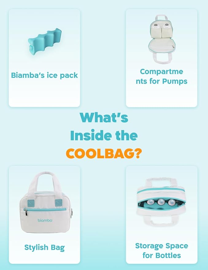 Cooling Bag Breastmilk Cooler Bag - Dedicated Storage Breast Pump Bag, Stores up to Six Bottles, Large Built-in Breastmilk Cooler w/Ice Pac, Double Zipper & Separate Spaces for Different Items