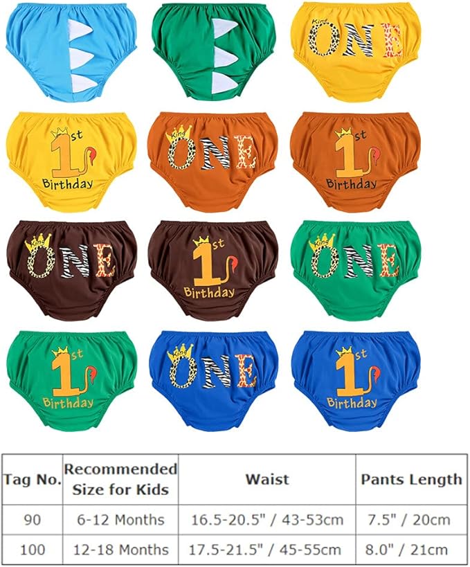 IMEKIS Baby Boys 1st Birthday Diaper Covers Wild One Dinosaur Space Shorts Cake Smash Photo Shoot Bloomers Casual Pants